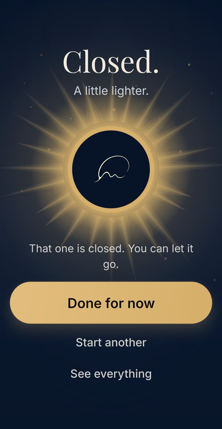 “Closed. A little lighter.” with “That one is closed. You can let it go.”